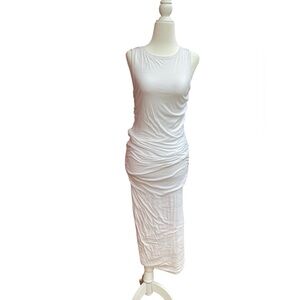 James Perse White Sleeveless Dress with ruched waist